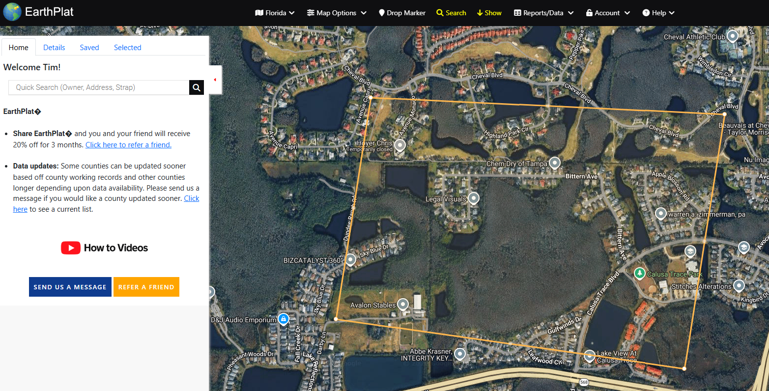 EarthPlat search in shape with a drawn polygon