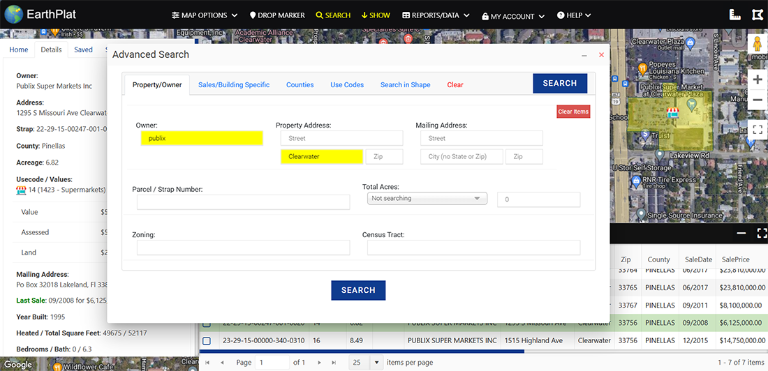 Search for simple or complex criteria.